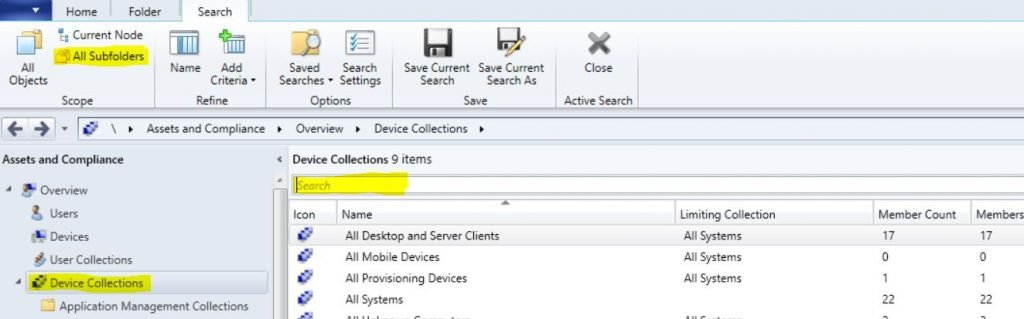 Kritisk Landmand patrice SCCM Admin Console: Searching in Subfolders — Craig Wall